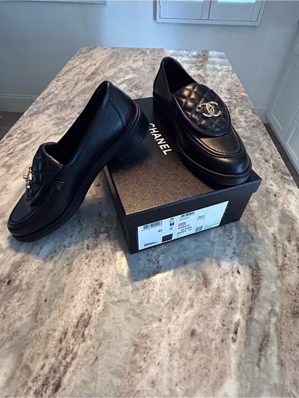 CHANEL Black Quilted Leather Loafers with Gold CC Hardware fits size 42 10 - Picture 3 of 11